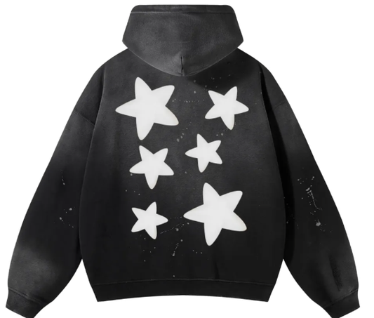 Vintage Washed Frayed Stars Hoodie