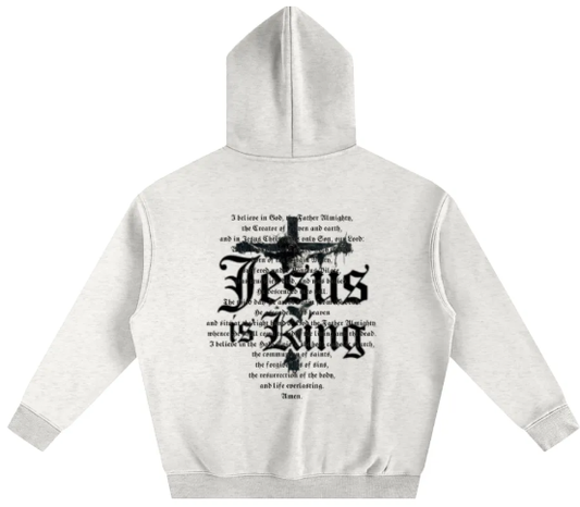 Oversize Fleeced Hoodie Jesus On Cross With Apostles Creed