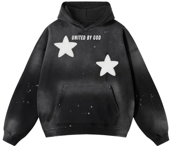 Vintage Washed Frayed Stars Hoodie